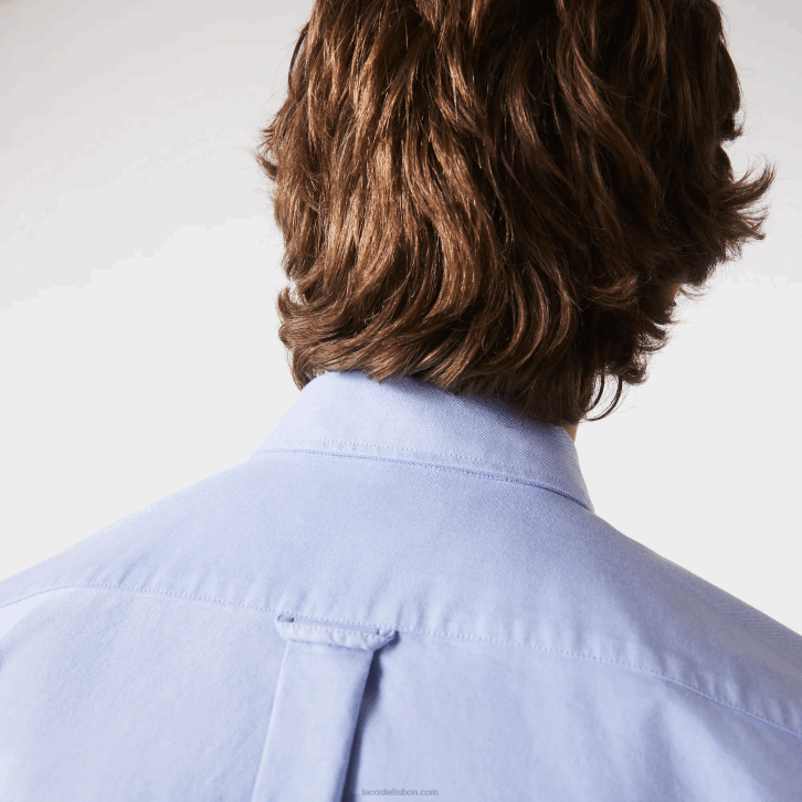 homens Lacoste hbp azul camisa de algodão oxford de ajuste regular 08D01466