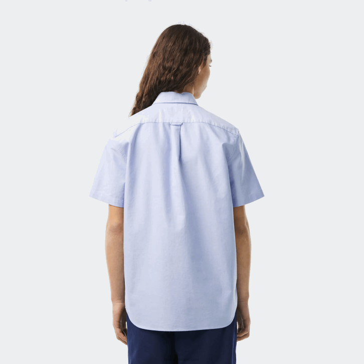 homens Lacoste hbp azul camisa de algodão oxford de ajuste regular 08D01527