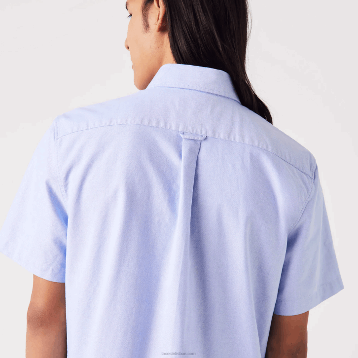homens Lacoste hbp azul camisa de algodão oxford de ajuste regular 08D01527