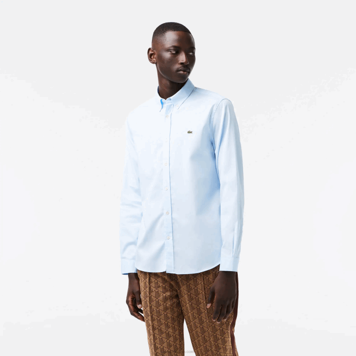 homens Lacoste hbp azul camisa de algodão premium de ajuste regular 08D01493