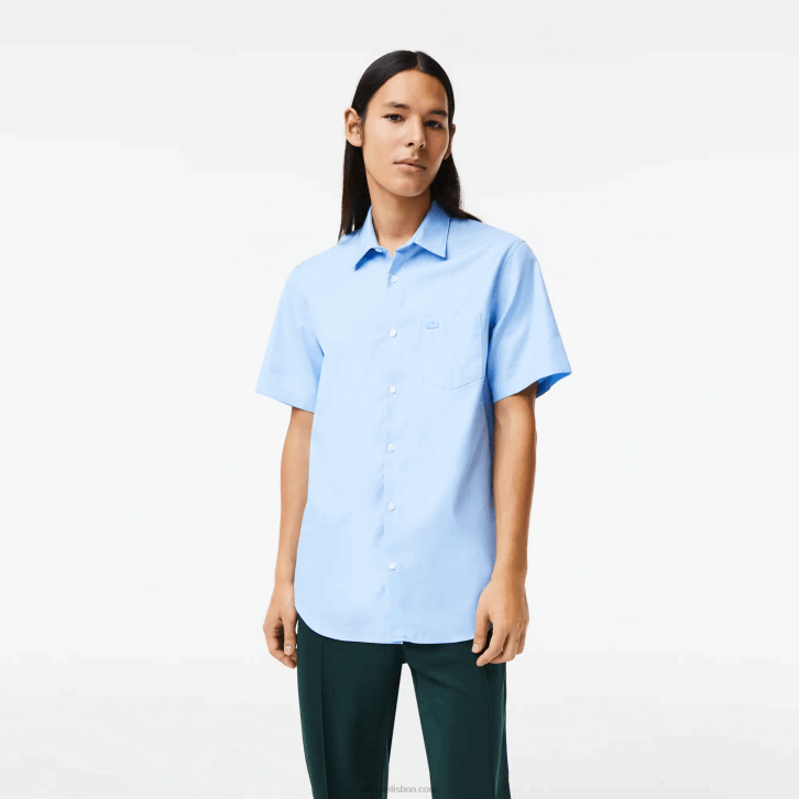 homens Lacoste hbp azul camisa de algodão sólido de ajuste regular 08D01562
