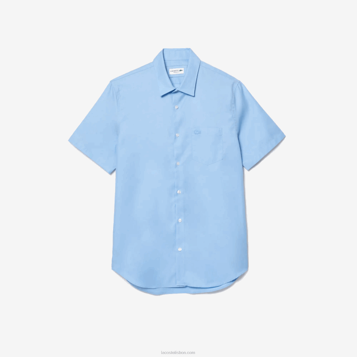 homens Lacoste hbp azul camisa de algodão sólido de ajuste regular 08D01562