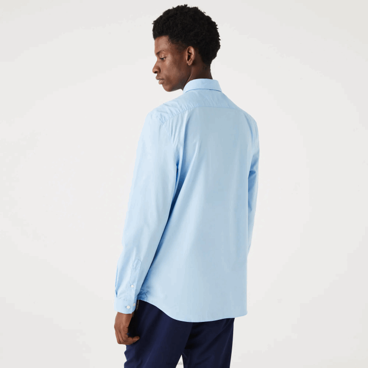homens Lacoste hbp azul camisa de popeline de algodão stretch slim fit 08D01489