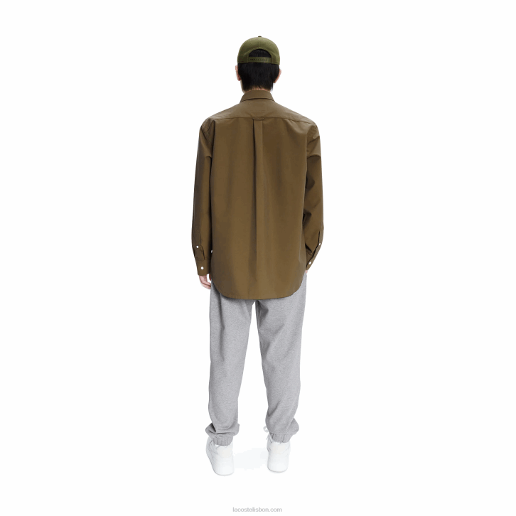 homensverde caqui wtw lacoste x a.p.c. camisa de gabardine de algodão 08D01630