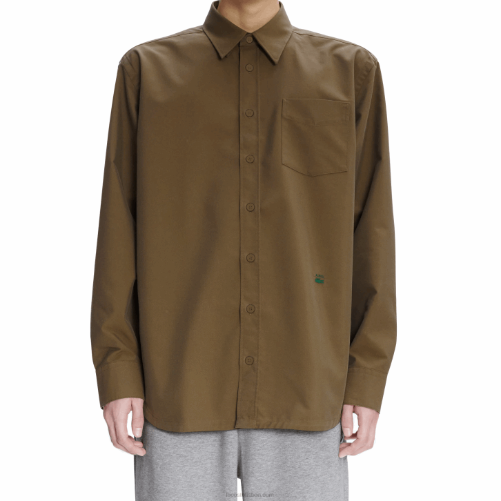 homensverde caqui wtw lacoste x a.p.c. camisa de gabardine de algodão 08D01630