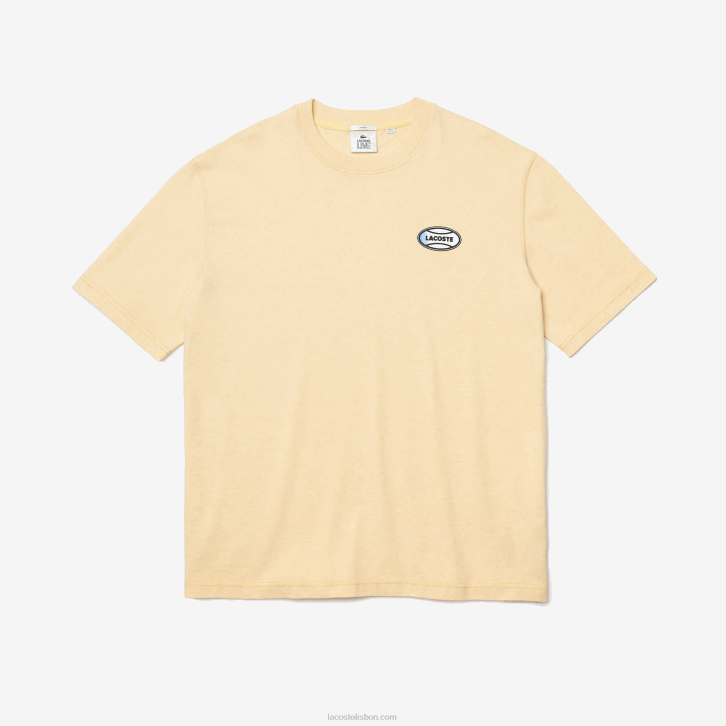 homens Lacoste amarelo hbz t-shirt de algodão salpicado com pochete de verão ao vivo 08D0936