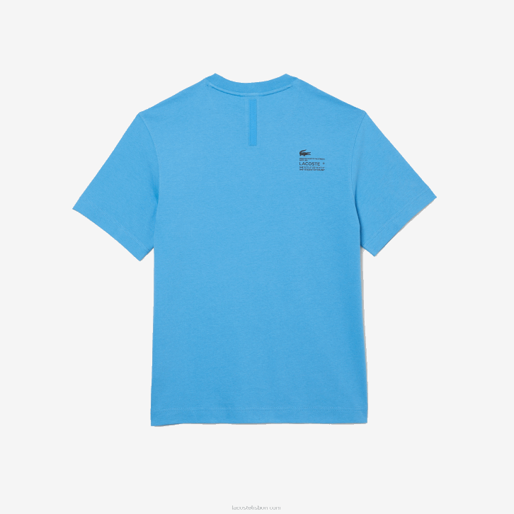 homens Lacoste azul 4x camiseta com estampa de ajuste relaxado 08D0663