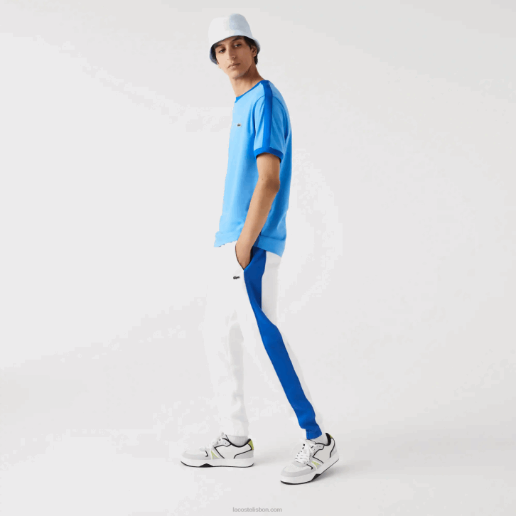 homens Lacoste azul 4x camiseta gola contrastante regular fit 08D0856