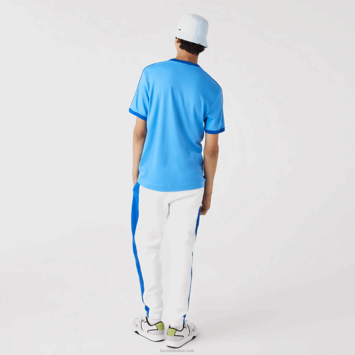 homens Lacoste azul 4x camiseta gola contrastante regular fit 08D0856