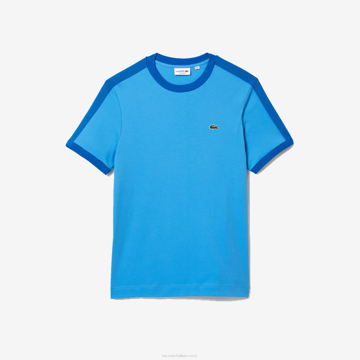 homens Lacoste azul 4x camiseta gola contrastante regular fit 08D0856