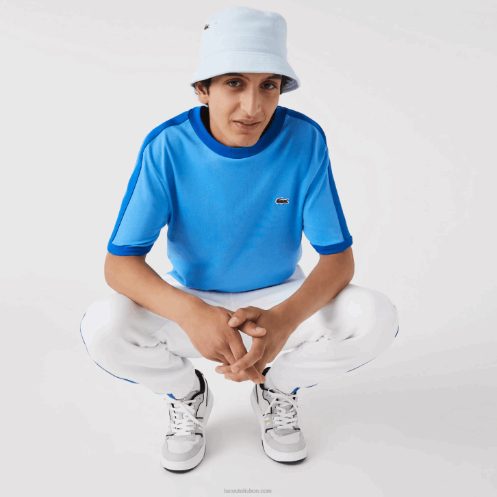 homens Lacoste azul 4x camiseta gola contrastante regular fit 08D0856