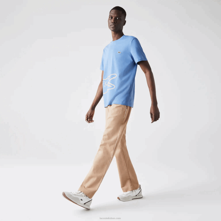 homens Lacoste azul 776 camiseta de algodão orgânico com estampa de crocodilo 08D0903