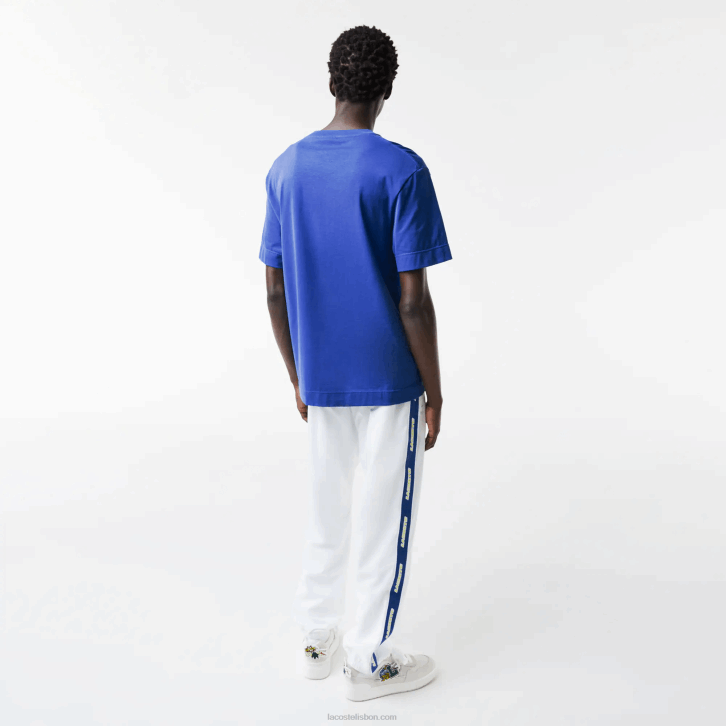 homens Lacoste azul k1q camiseta com distintivo de efeito cômico de ajuste relaxado 08D0742