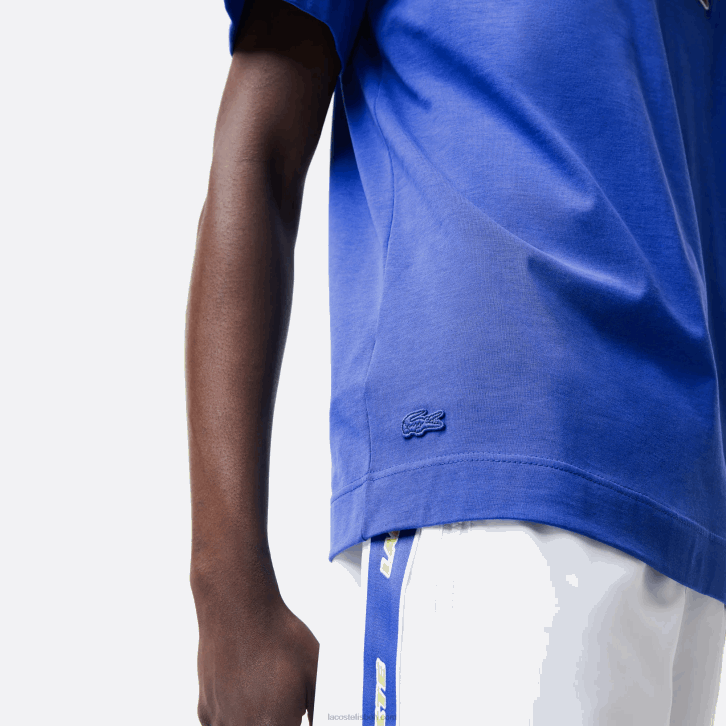 homens Lacoste azul k1q camiseta com distintivo de efeito cômico de ajuste relaxado 08D0742