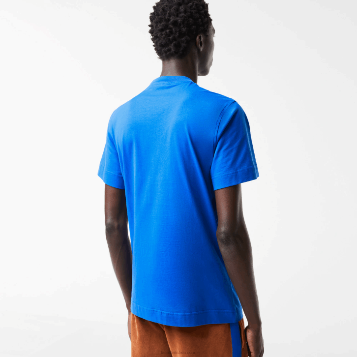 homens Lacoste azul k1q camiseta de algodão com letras contrastantes de ajuste regular 08D0568