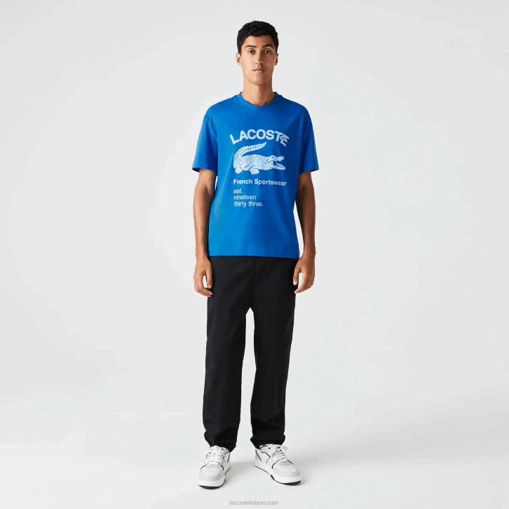homens Lacoste azul k1q camiseta de crocodilo de ajuste relaxado 08D0700