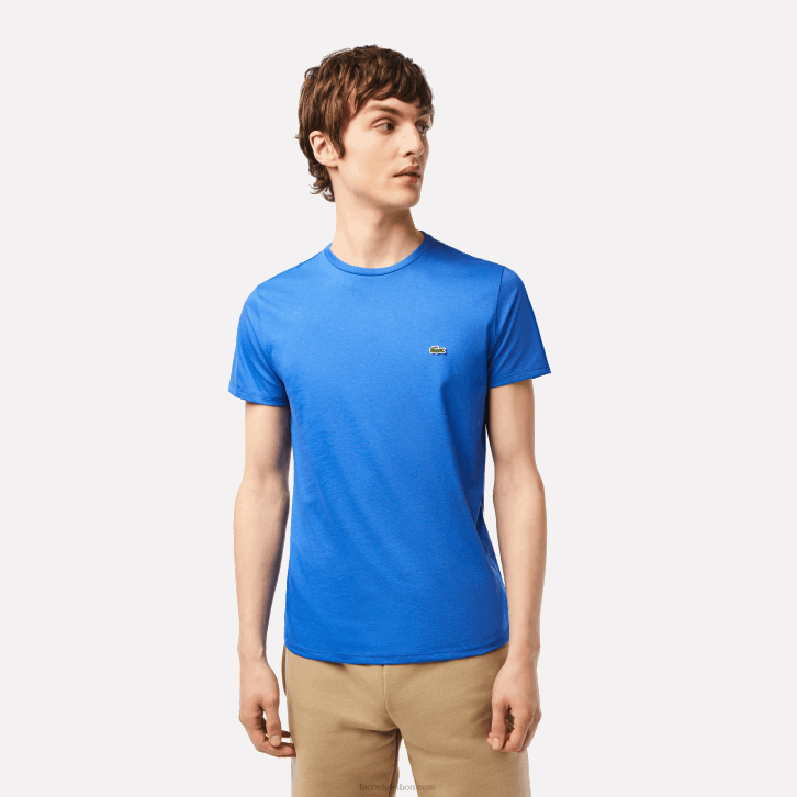 homens Lacoste azul kxb camiseta de jérsei de algodão pima decote careca 08D035