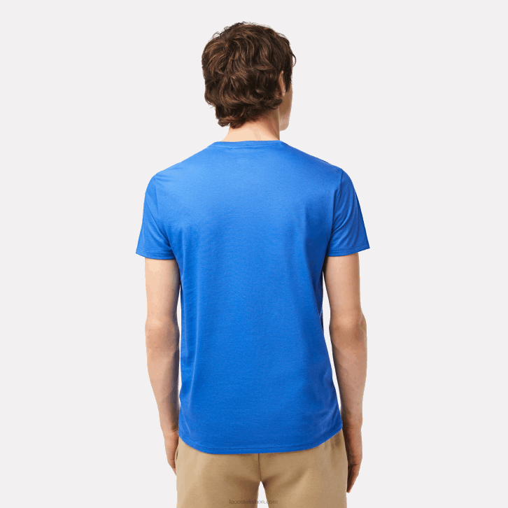 homens Lacoste azul kxb camiseta de jérsei de algodão pima decote careca 08D035