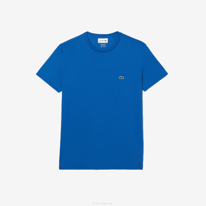 homens Lacoste azul kxb camiseta de jérsei de algodão pima decote careca 08D035
