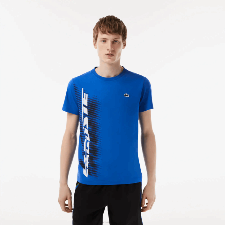 homens Lacoste azul kxb camiseta esportiva regular fit com marca contrastante 08D093