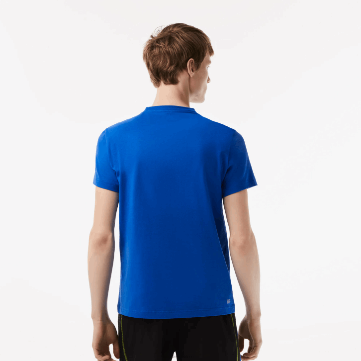 homens Lacoste azul kxb camiseta esportiva regular fit com marca contrastante 08D093