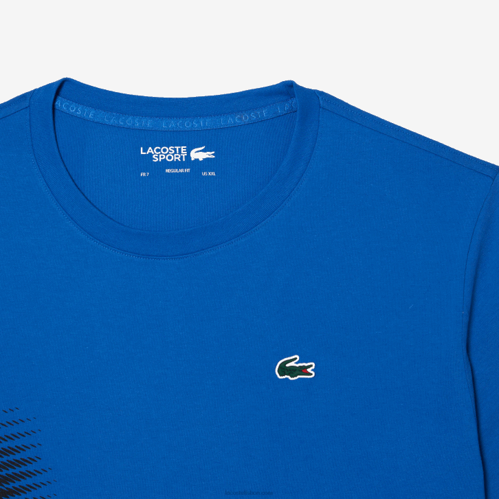 homens Lacoste azul kxb camiseta esportiva regular fit com marca contrastante 08D093