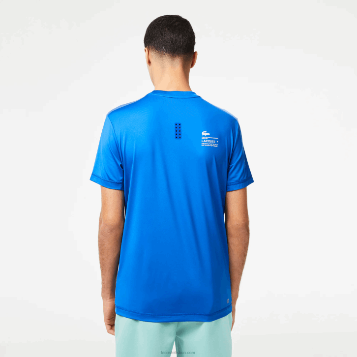 homens Lacoste azul kxb camiseta esportiva slim fit jérsei 08D0120