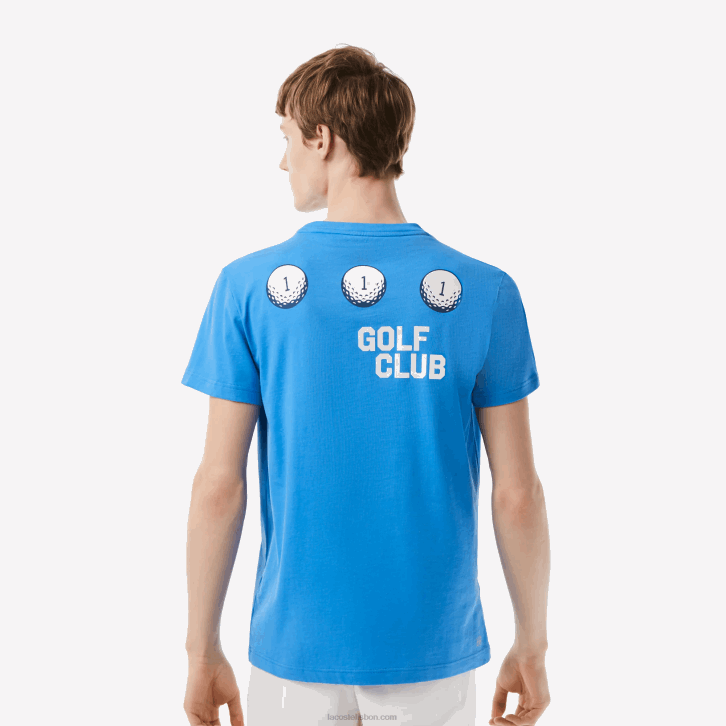 homens Lacoste azul l99 camiseta de algodão orgânico de ajuste regular de golfe 08D0179