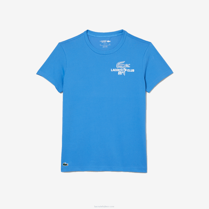 homens Lacoste azul l99 camiseta de algodão orgânico de ajuste regular de golfe 08D0179