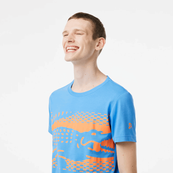 homens Lacoste azul l99 camiseta tênis x novak djokovic 08D0152