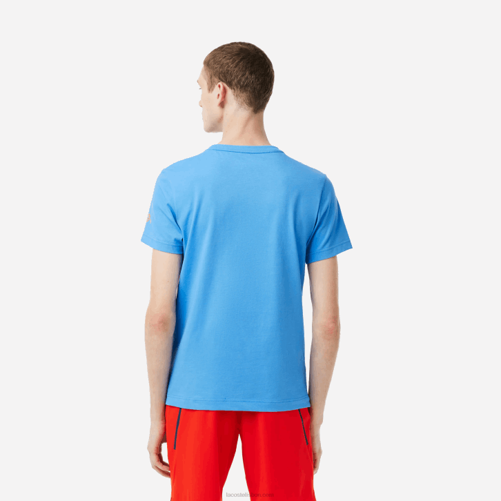 homens Lacoste azul l99 camiseta tênis x novak djokovic 08D0152