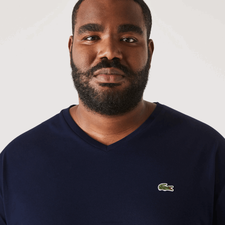 homens Lacoste azul marinho 166 camiseta de jérsei com decote v 08D0716
