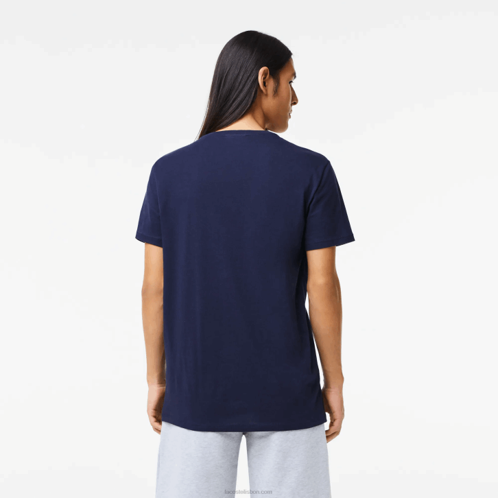 homens Lacoste azul marinho 166 camiseta de jérsei de algodão pima com decote v 08D042