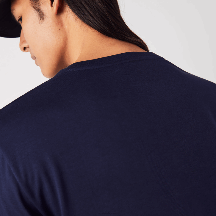 homens Lacoste azul marinho 166 camiseta de jérsei de algodão pima com decote v 08D042