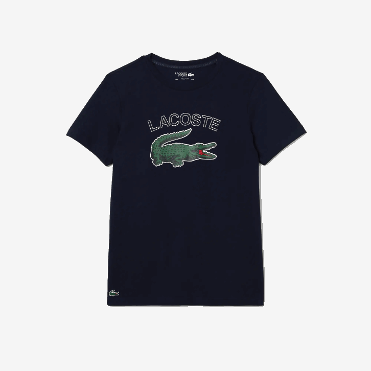 homens Lacoste azul marinho 166 camiseta esportiva com estampa de crocodilo 08D0840