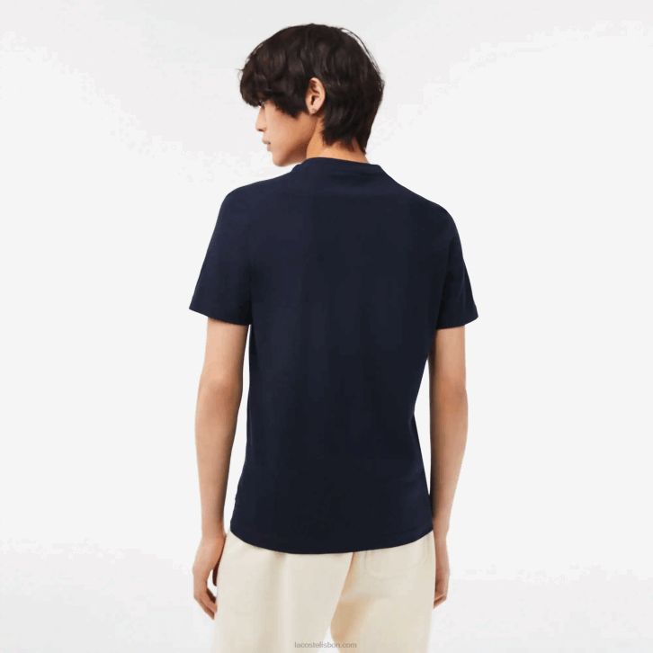 homens Lacoste azul marinho 166 camiseta estampada em jersey de algodão 08D064