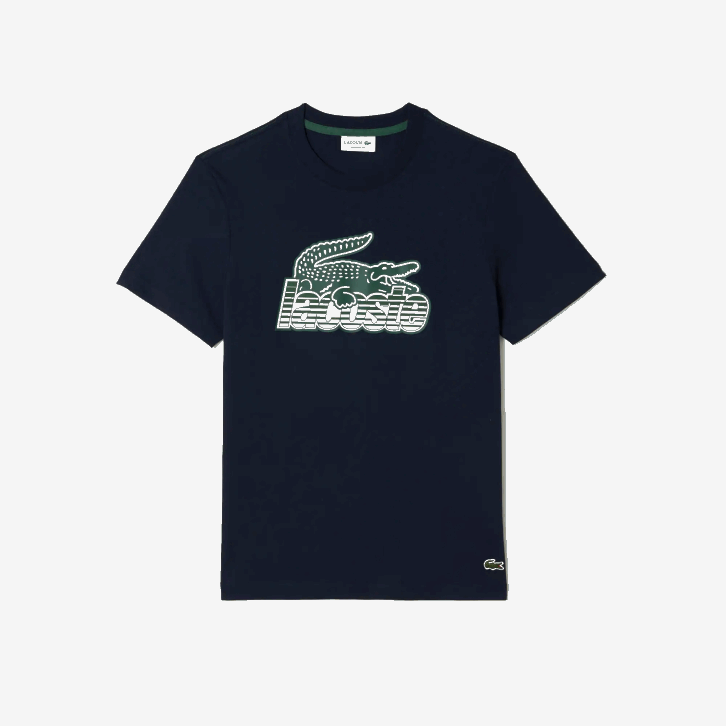 homens Lacoste azul marinho 166 camiseta estampada em jersey de algodão 08D064