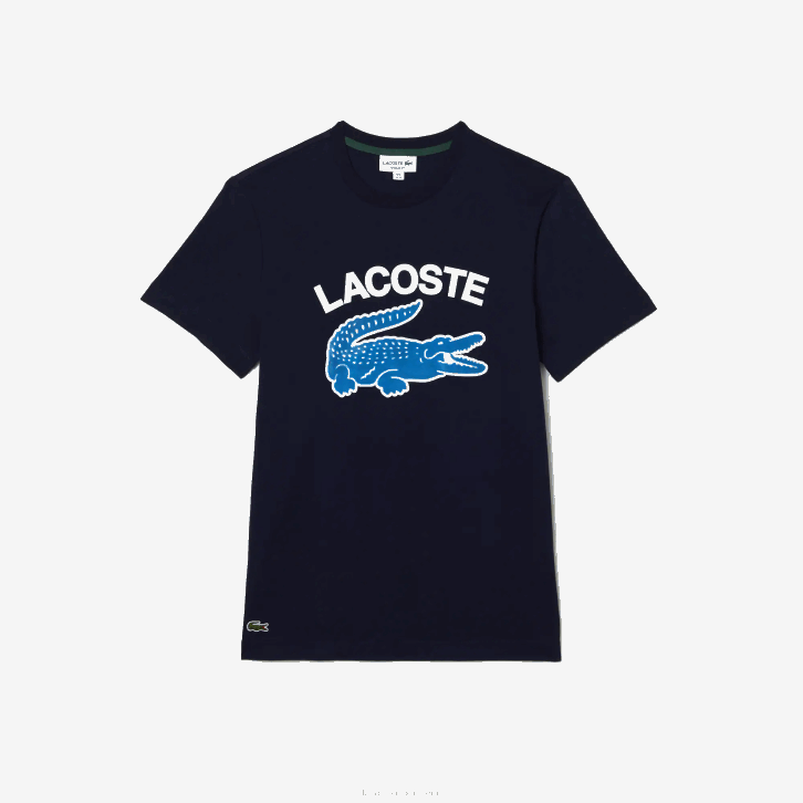 homens Lacoste azul marinho 166 camiseta regular fit xl com estampa de crocodilo 08D0571