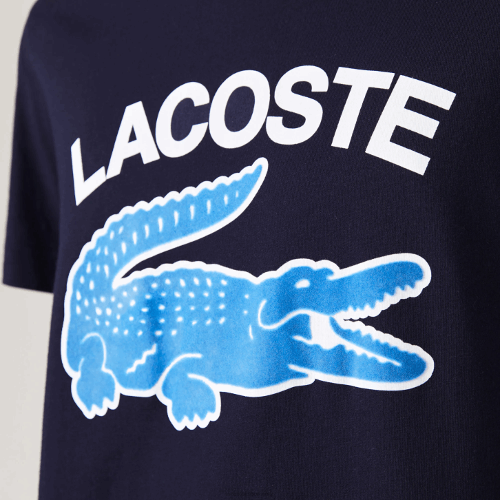 homens Lacoste azul marinho 166 camiseta regular fit xl com estampa de crocodilo 08D0571