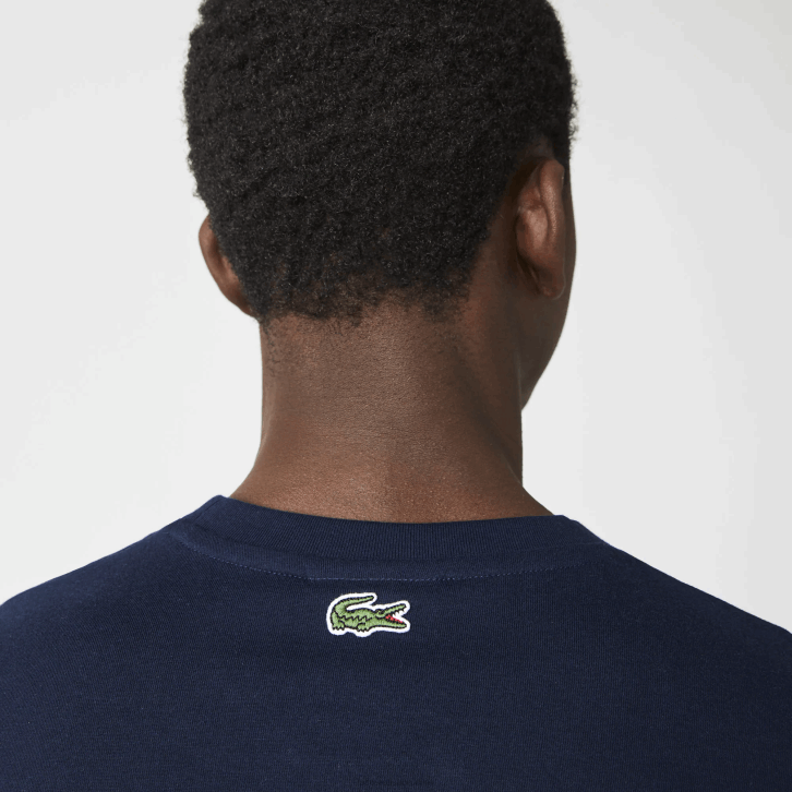 homens Lacoste azul marinho 166 t-shirt de algodão com marca de crocodilo 08D01580