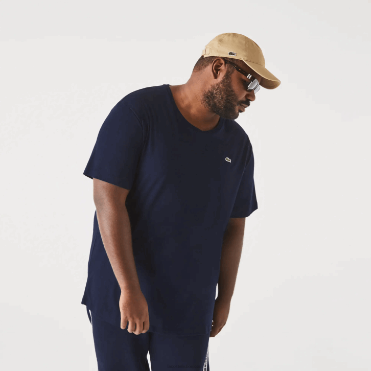 homens Lacoste azul marinho 166 t-shirt de jérsei de algodão xl gola redonda 08D0769