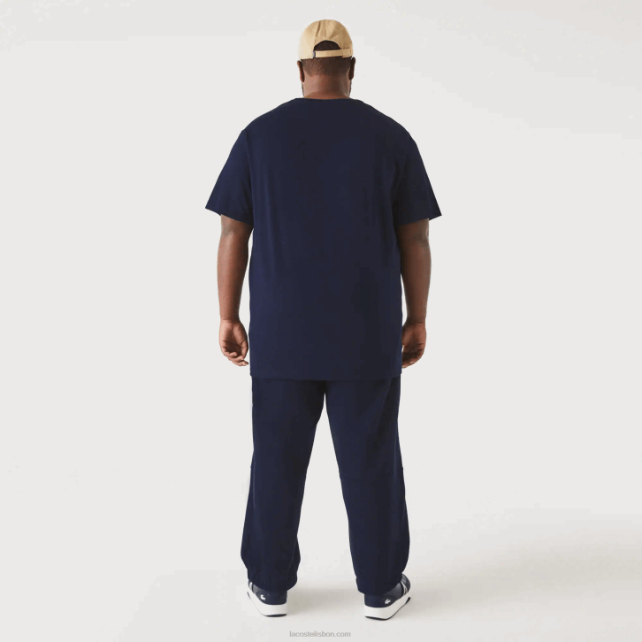 homens Lacoste azul marinho 166 t-shirt de jérsei de algodão xl gola redonda 08D0769