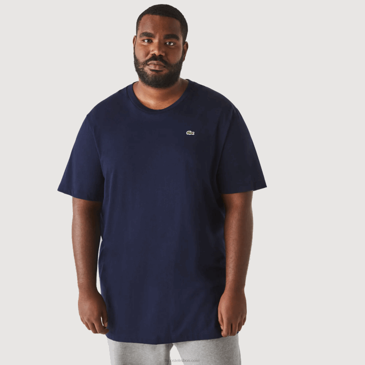 homens Lacoste azul marinho 166 xl regular fit pima camiseta de jérsei de algodão 08D0653