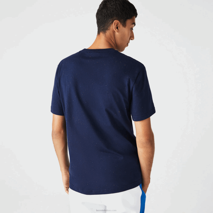 homens Lacoste azul marinho 7cg camiseta de jérsei de algodão com estampa salpicada regular fit 08D0750