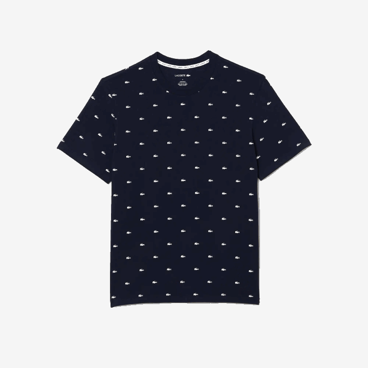 homens Lacoste azul marinho branco 525 camiseta interna de algodão com estampa de crocodilo 08D01329