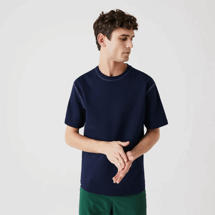 homens Lacoste azul marinho ge5 camiseta piquê de mistura de algodão reversível 08D0918