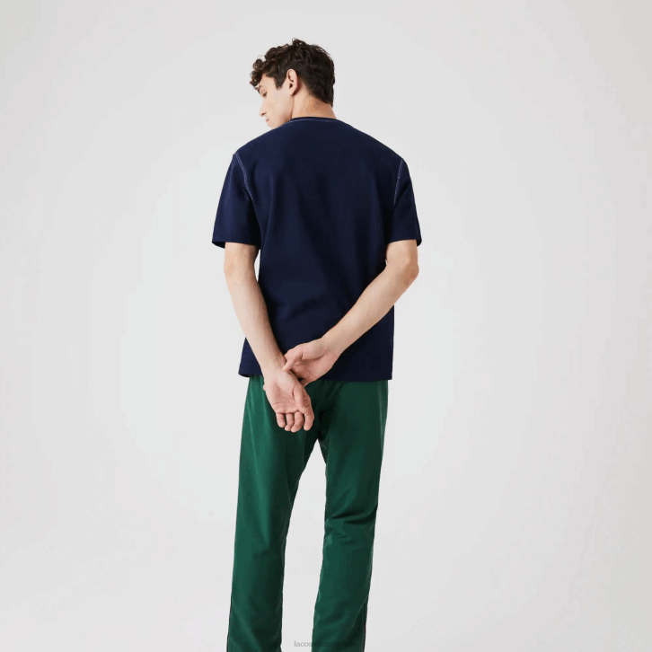 homens Lacoste azul marinho ge5 camiseta piquê de mistura de algodão reversível 08D0918