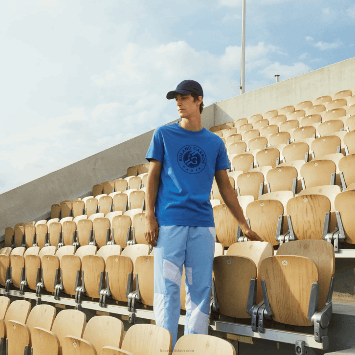 homens Lacoste azul marinho yd2 camiseta esportiva roland garros algodão orgânico 08D01601