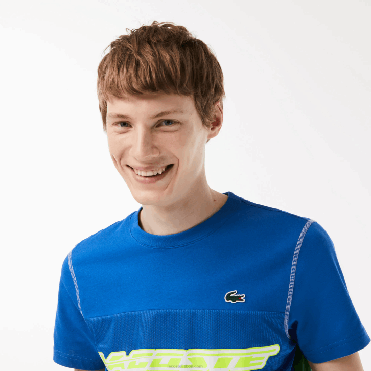 homens Lacoste azul verde branco amarelo buc camiseta tênis x daniil medvedev 08D025