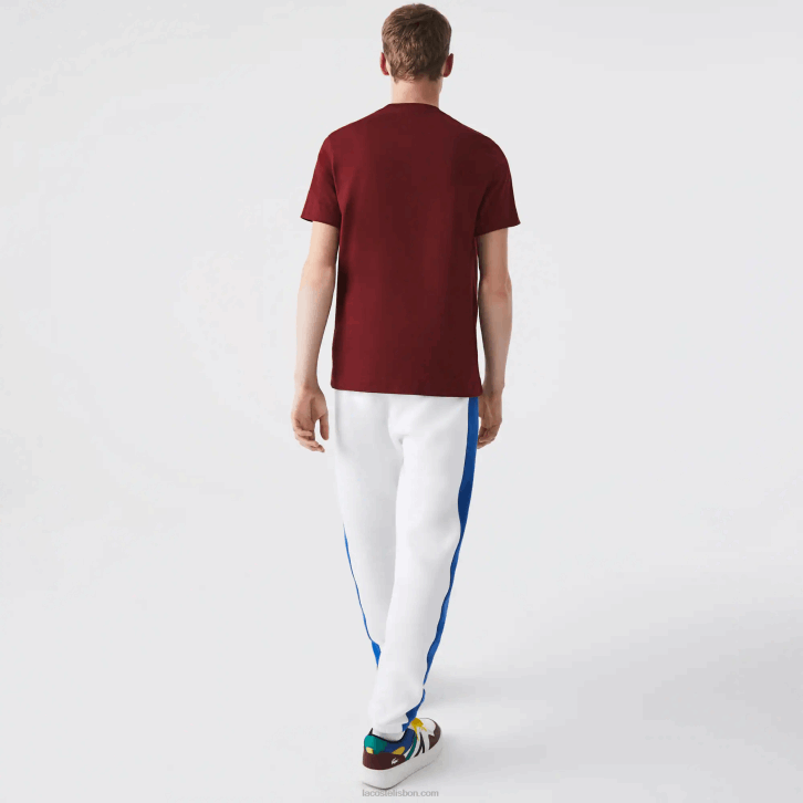 homens Lacoste bordeaux zs1 camiseta de algodão com letras contrastantes de ajuste regular 08D0566